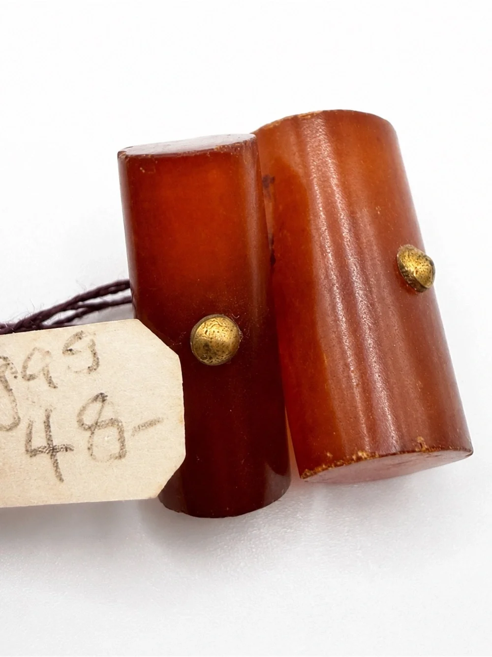 Vtg Bakelite Cufflinks Brown Amber Chain Link Double End Bar 1930s Art Deco